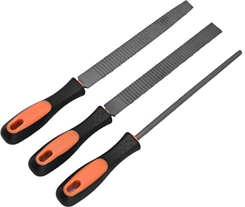 Juego De Limas De Metal Juego De Limas De Escofina De Madera con Hoja De Acero De Alto Carbono De 3 Piezas con Empuñadura De Goma, Lima De Escofina Redonda, Semicircular Y Plana Cortada A Mano