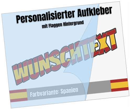 Samunshi® Wunschtext Aufkleber Flaggen Hintergrund Spanien - Auto Motorrad Wohnmobil Tuning Sticker - wetterbeständig Waschanlagenfest