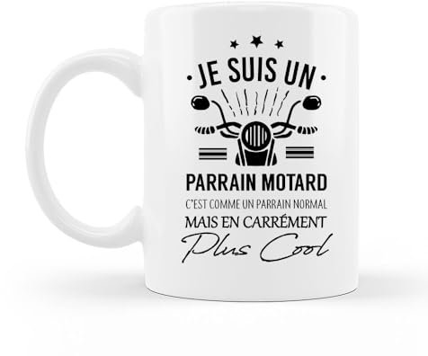 Encre et créations Mug céramique – Je suis un parrain motard, c'est comme un parrain normal mais en carrément plus cool