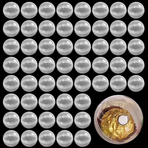 MEGYAD 60 Stück Plastikkugeln zum Befüllen: 50 mm Acryl Füller Kugeln Plastikkugeln zum Befüllen, Acrylkugeln Mini Weihnachtskugeln für Hochzeit Weihnachten Home Decoration (32MM)