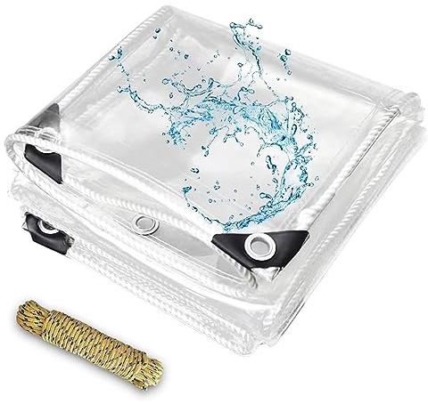 4' x 7' Clear Vinyl Tarp, PVC 14 Mil Tarpaulin, Clear Tarps with Grommets, Duty Heavy Tear Resistant Cover for Camping, Plants Greenhouse, Cars, Patio and Pavilion