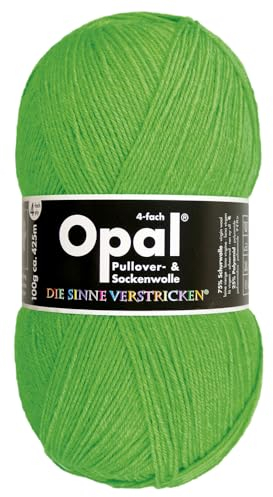 Frida's Wollhaus Opal 100 g Uni 4-fach Sockengarn Strümpfe Stricken filzfrei Wolle 35 Farben (2011 | Neon-Grün)