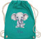 Turnbeutel Rucksack - Zootiere - Elefant Dickhäuter Grauer Riese Rüsseltier - Unisize - Türkis - tasche für kita elefanten geschenke beutel und elefantenmotiv sportbeutel junge elephant