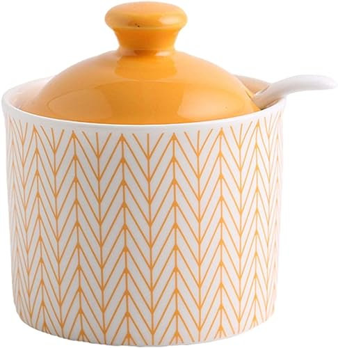 EPASHA Zuckerdose, Blaue Zuckerdose mit Deckel, Zuckeraufbewahrungsdose, Zuckertopf, Zuckerbehälter, Gewürzdose, Zuckersalztopf, Gewürzkanister, Rot, 250 ml (Color : Orange)