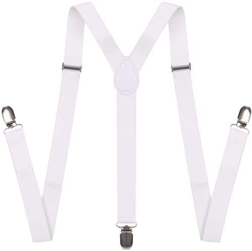 NestNook Herren-Hosenträger, 2,5 cm breit – verstellbare Hosenträger in Y-Form, atmungsaktiver Komfort für Männer und Frauen (Weiß)