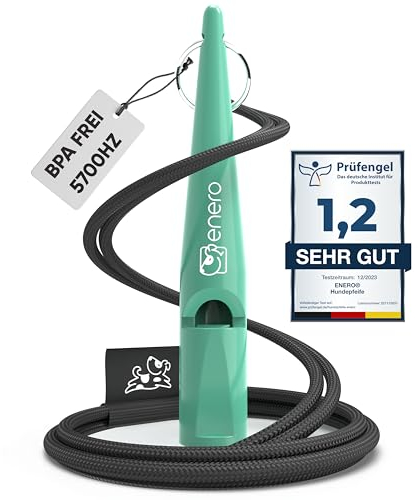 ENERO® Hundepfeife mit praktischem Umhängeband - Perfektes Hundezubehör mit genormter Frequenz - Ideal für Hundetraining - hörbar & weitreichend