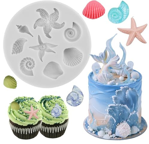 Moules en silicone en forme d'étoile de mer, conque, coquillages, chocolats, biscuits, fondants, décorations de gâteaux pour les amateurs de pâtisserie silicone moulds