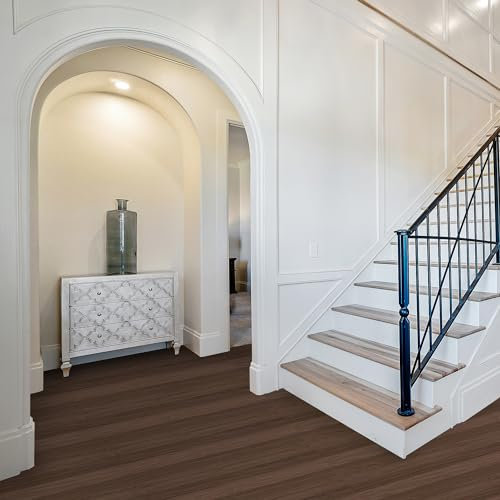 WAVAPAL Faux Brown Nature Wood Print Peel and Stick Flat Contact Paper Vinyl Flooring Floor Sticker Wood Wall Panels Flooring for Living Room Bedroom Kitchen 15.7x78.7