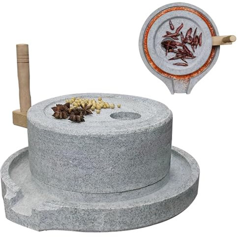 Grain Mill Stone for Spices/Soy Milk/Tea/Coffee/Flour/Wheat, Handmade Brewing Grinder Machine, Home Craft Teaching Pulverizer Decor