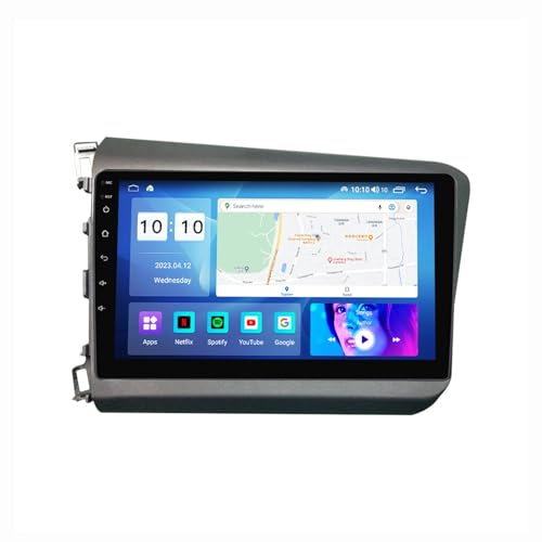 Android 12 Autoradio Mit Navi 2 Din 9 Zoll Touchscreen Autoradio Für Honda Civic 2012-2015 Mit Carplay Android Auto,mit RDS Bluetooth FM AM Lenkradsteuerung Rückfahrkamera ( Color : M500 8+128G )