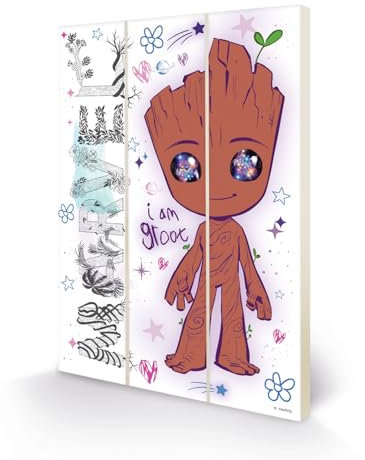 Guardians of the Galaxy Marvel (Groot Galaxy Eyes Design) 20 x 29,5 x 1,2 cm MDF Wandkunst Panel