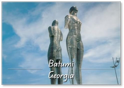 BATUMI, GEORGIA - Ali und Nino Skulptur auf Batumi Boulevard Bewegliche Metallskulptur kreiert von der georgischen Bildhauerin Tamara Kvesitadze Design 2 Kühlschrankmagnet