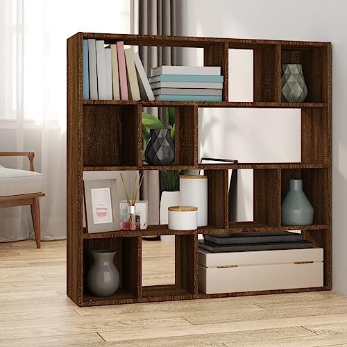 CFODOJ Möbelstück Bücherschrank Raumteiler Braun Eiche 105x24x102cm