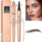Magic Eyebrow Pencil, 3D Waterproof Microblading Brow Pen with 4 Micro-Fork Tips, 4-Tip Contouring Pen for Eyeliner Makeup (02# Dark Brown)