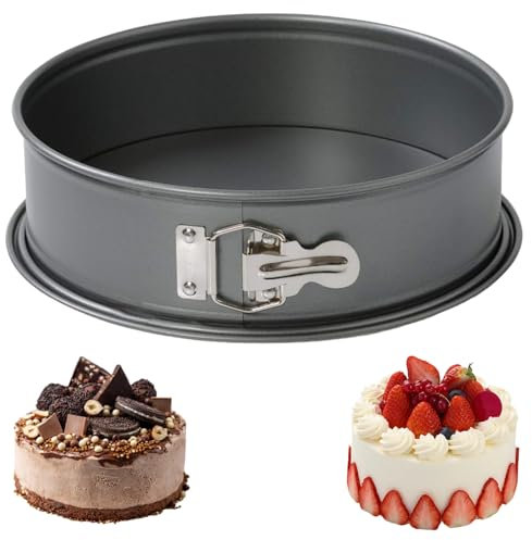 HQILRRA Moule à Gàteau Rond,Moules à Charnière à Fond Amovible,240 mm x 220 mm x 65 mm de Profondeur,Moule à Manqué rond, étanche, pour Gâteaux au Fromage Pizzas Quiches