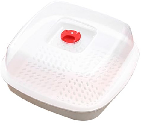 OKUMEYR Vaporiera Per Microonde Per Riso e Pesce Coperchio Anti-perdita d Acqua e Anti-schizzi Di Ventilazione Maniglia Comoda Da Trasportare Isolamento Termico Pane Ravioli Pesce Al Vapor