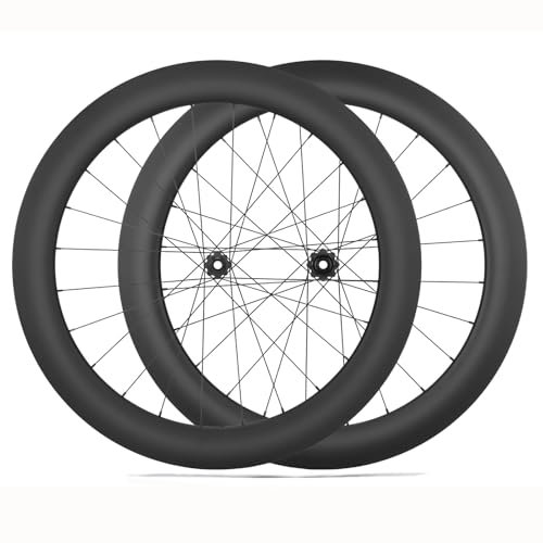 Carbonfaser Rennrad Laufradsatz 28/32/35/38/42/45/50/55/65 Mm 700C Rennrad-Laufräder Steckachse Center Lock Scheibenbremse 24H-Unterstützung 8/9/10/11/12 Geschwindigkeit(65mm)