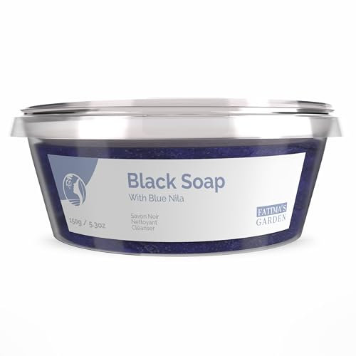 Fatima's Garden Savon Noir à la Nila Bleue - Soin Adoucissant Traditionnel du Hammam, 150g