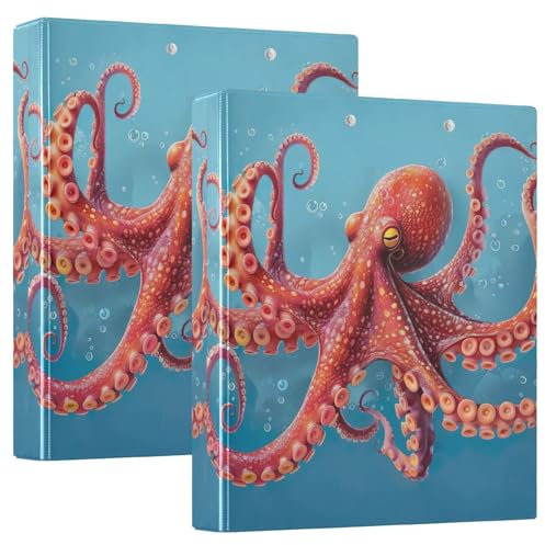 Cartoon Unterwassertier-Ordner mit Taschen, 3,8 cm, Blau, 200 Blatt Kapazität, Schulhefter 2 Stück