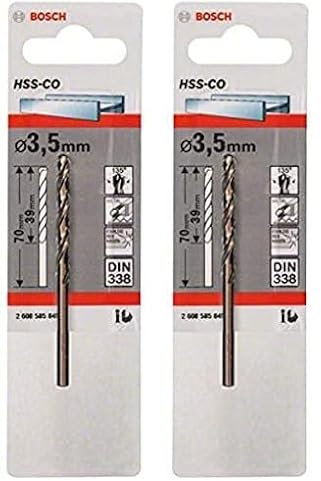 Bosch Professional 2 608 585 845 - Brocas metálicas HSS-Co, DIN 338 (3,5 x 39 x 70 mm) (Paquete de 2)