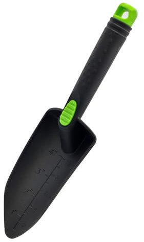 Hand Garden Trowel - Depth Measurement, Non-Slip Thumb Grip, Transplanting, Plant Scoop, Weeding, Moving and Smoothing Digging, Planting, Gardening Tool (28cm (11) Plastic)
