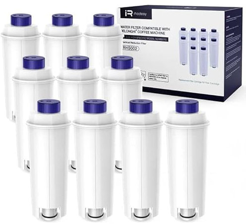 iRhodesy Wasserfilter Kompatibel mit Delonghi DLSC002, Wasserfilter Ersatzfilter Water Filter Kompatibel mit DeLonghi Kaffeemaschinen ECAM, ETAM, ESAM, BCO, EC. (10er Pack)