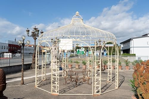 Biscottini Heavy Duty Outdoor Gazebo 400 x 390 x 400 cm - 4 x 4 cm Heavy Duty Wrought Iron Gazebo - Vintage Style Garden Gazebo - Octagonal Gazebo
