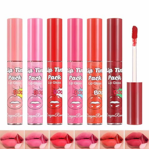 Lip Stain Peel Off Set,Lip Liner Stain Peel Off,Lip Stains & Tints Lang Lasting Waterproof Highly Pigmented and Easy to Peel 6 Colors
