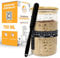 Crustelio Sauerteig Starter Set - 9-teiliges Set Mit Spatel, Borosilikatglas, Holzdeckel, Fermentationstuch, Temperaturband, Nicht Rutschende Silikonbasis, Aufkleber, Thermometer (700ml)