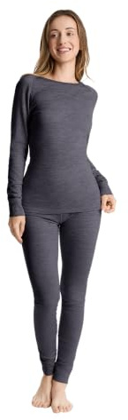 Woolcano Set Termico Donna in Lana Merino 100%, Intimo Termico, Strati Base per Sci, Escursionismo, Sport Invernali, M