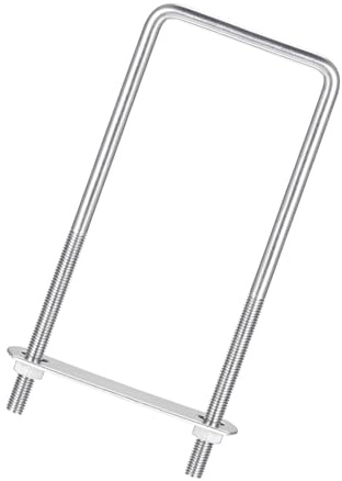 Unifizz Square U-Bolt,1 Set 304 Stainless Steel M8 U Bolts 70mm(2.83) Inner Width 180mm Length with Nuts and Frame Plate for Automobiles Boat Trailer