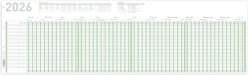 RNKVERLAG Urlaubsplaner 2026 Datenerfassung für bis zu 26 Mitarbeiter, gefalzt auf DIN A4, Format 1000 x 297 mm, 10 Stück