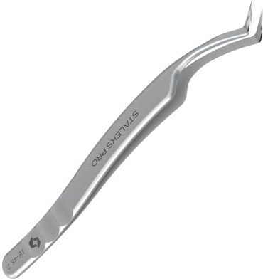 Wimpernverlängerungs-Pinzette STALEKS EXPERT TE-45/2, L-förmige geriffelte Spitzen 40°