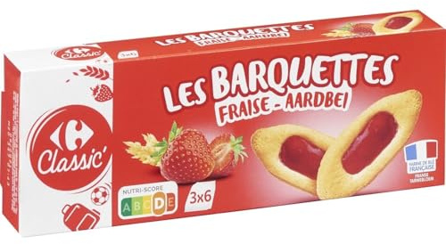 CARREFOUR CLASSIC' – Barquette Fruitées à la Fraise, Texture Fondante et Saveur Authentique (Paquet 120g) - lot de 6 - Vendu par Lot