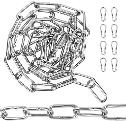 CHIHEUNG 4 x Edelstahlkette, 1 m, 3 mm dick, Metallketten mit Verbindungsstück für Hängematten, Stühle und Schaukeln