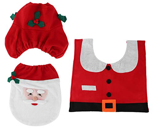 shenruifa Christmas Toilet Seats Cover, Bathroom Mat Decor Toilet Cover Rug Set Home Decoration