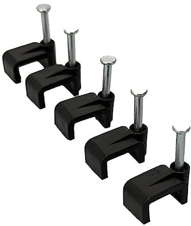 Flache Kabelklemmen, aus Kunststoff, für Internet-, Telefon-, TV-Kabel, Schwarz, 50 Stück