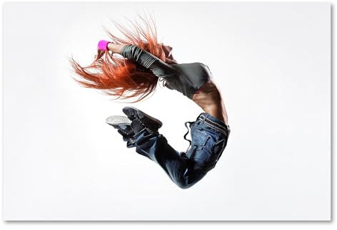 Postereck - 0635 - Hip Hop, Sprung Tänzerin Frau Street Dance Musik - Wandposter Fotoposter Bilder Wandbild Wandbilder - Poster - DIN A3-29,7 cm x 42,0 cm