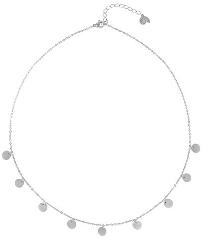 Happiness Boutique Damen Kette mit Mehreren Plättchen in Silberfarbe | Kette Runde Anhänger Geometrischer Schmuck