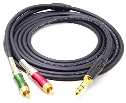 SiYear Gold-Plated 6.35mm 1/4 inch Male TRS Stereo Plug to Dual RCA Phono Male Audio Y Splitter Cable,Connector Wire Cord Plug (3M)