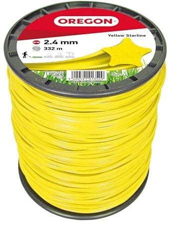 Oregon Yellow Star Trimmerfaden für Freischneider und Rasentrimmer, mit fünf Schneidkanten, Nylon in Profiqualität, kompatibel mit handelsüblichen Freischneidern, 2,4 mm - 332 m (69-455-Y)