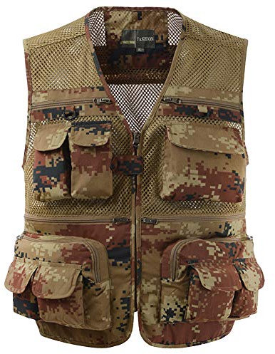 Shengwan Men's Photography Jacket Gilet Outdoor Mesh Multi-pockets Vest Fishing Hunting Camping Traveling Waistcoat As Picture1 XL