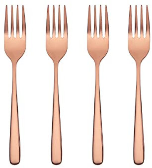 Butlers QUEENS Kuchengabeln 4er-Set in Roségold - kleine Gabeln aus Edelstahl für Kuchen oder Deserts - weitere Farben