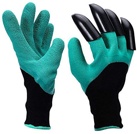 Ram® 2 x Gardening Garden Lawn Plant Gloves Thorn Resistant Safety Gloves Pruning Digging Gloves With Rake