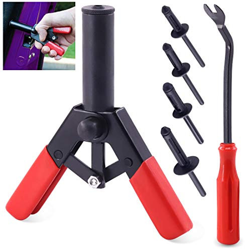 Keadic K384 - Juego rápido de 42 remachadoras de plástico, viene con 40 remaches de poliéster surtidos y extractor de remaches, perfecto para aplicaciones automotrices