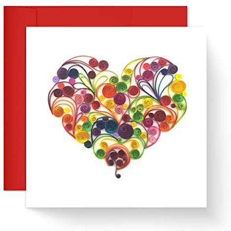 Quilling-Karte, 3D-Farbe, einzigartig, handgemachte Kunst, Design-Grußkarte für Weihnachten, Geburtstag, Jahrestag, Mutter, Dankeschön, Design-Geschenk für Freundin, Mutter, mit Umschlag (Rose)