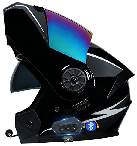 CNNGU Klapphelm Motorradhelm, Bluetooth Integralhelm, Mit Doppelvisier, ECE Genehmigt, Hochfeste Schale, Atmungsaktiv Und Bequem, Für Erwachsene, Frauen Und Männer