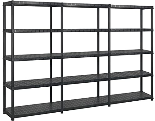 vidaXL Lagerregal mit 5 Böden Schwarz 274,5x45,7x185 cm Kunststoff