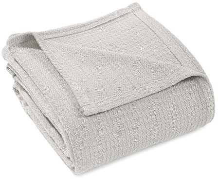 SUPERIOR Baumwolldecke mit Waffelmuster, für Picknick, Strand, Reisen oder Camping, Bequeme Decke, Schlafzimmer-Dekor, Essentials, Bezug für Bett, Couch, Lounging, Wabenstrick, Doppelbett, Silber