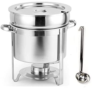 Soup Chafing Dish, Stainless Steel 11 L Marmite Chafer Soup Warmer with 35cm Spoon for Chilli and Gumbo